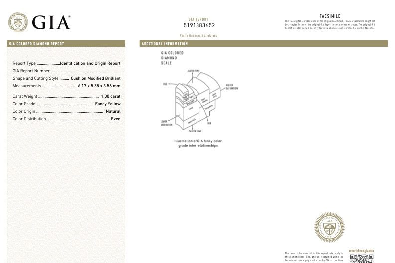 Certificado GIA con detalles sobre una gema, incluyendo corte, color y claridad.